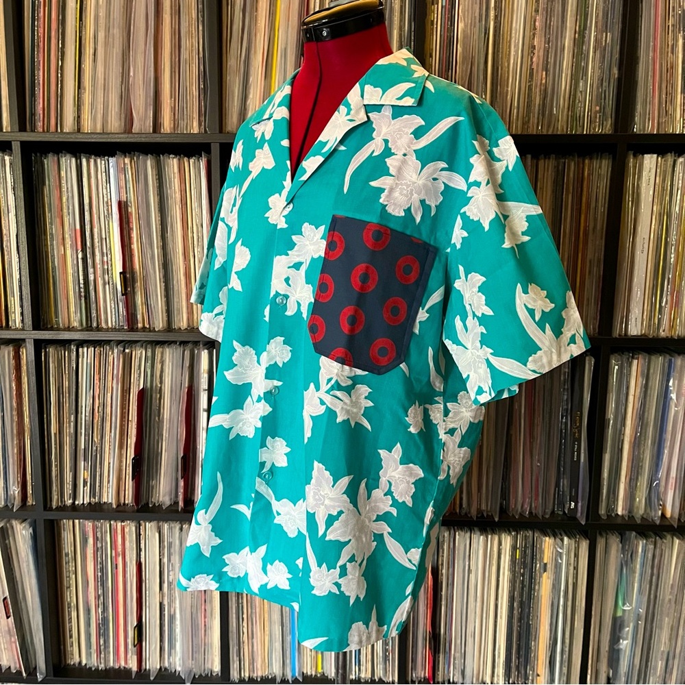 Floral print Hawaiian shirt 80s PHISH fishman donuts pocket 💚⭕️♻️